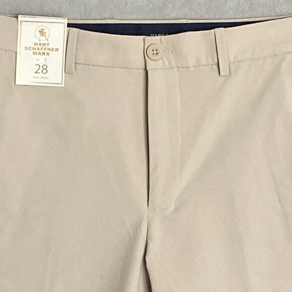 Hart Schaffner Marx Men's 28W Shorts Flat Front 4-Way Stretch Light Beige NEW - Picture 2 of 9